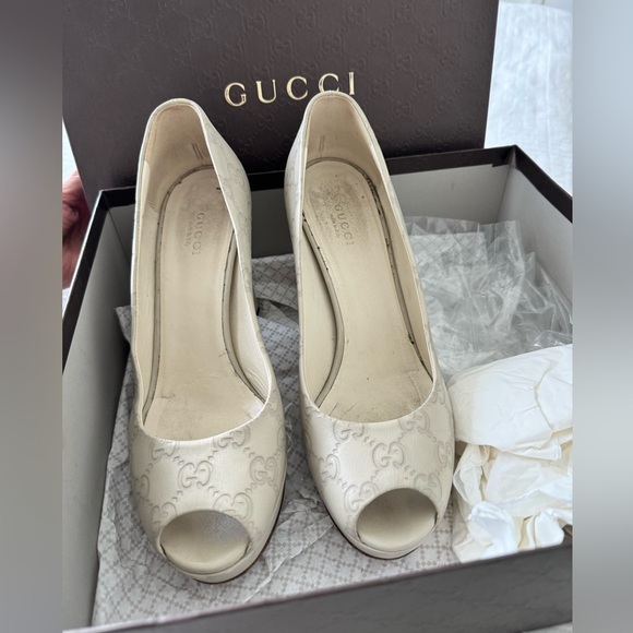 Gucci Guccisissima leather heels in mystic white size 38.5 - Picture 2 of 9